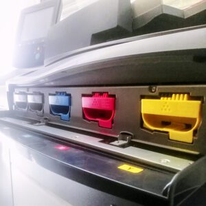 máquina de impresión digital muy cerca